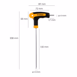 Clé Allen Avec Poignée Boule Forme T 4.0 mm. avec cintre