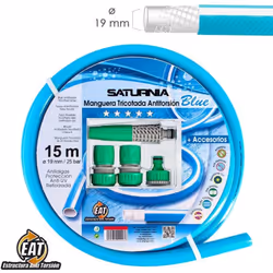 Tubo tricotado no torsión blue - Diámetro: 19 mm. - Rollo 15 metros. - Con accesorios de riego. - Manguera de riego dotada de ...