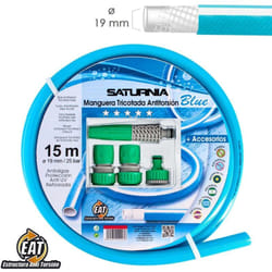 Saturnia - Manguera Tricotada No Torsion Blue ø 19 mm. Rollo 15 metros Con Accesorios
