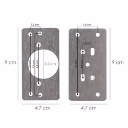 Plaques de réparation de charnière de bol 4,7x9 cm. 2 pièces