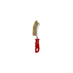 Brosse Manuelle Acier Laiton Manche Rouge 25 cm.
