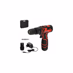 Perceuse visseuse avec marteau - Tension : 12 V. - Capacité de la batterie : 1,3 Ampères. - La perceuse a 2 vitesses : 0-400  ...