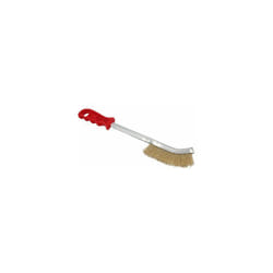Brosse manuelle en acier laitonné avec manche rouge 34 cm.