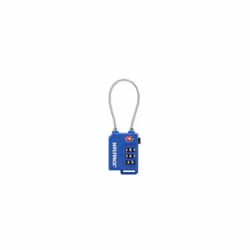 Cadenas de valise TSA avec câble - Ouverture par combinaison à 3 chiffres. - Couleur bleue. - Câble en acier, avec revêtement ...