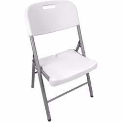 Silla plegable blanca con agarre - Medidas: 88x48x57cm - Color blanco. - Estructura metálica barnizada. - Asiento y respaldo  ...