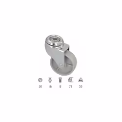 Roue Domestique Ø 50 mm. Trou traversant Ø 8 mm. Caractéristiques supplémentaires : Diamètre : Ø 50 mm. Largeur de roue : 18  ...