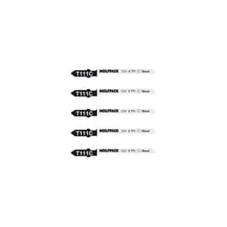Lames de scie sauteuse pour bois coupe moyenne 5 pièces. Lame Chrome Vanadium 58. Tige universelle en t