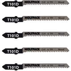 Wolfpack - Hojas Sierra Calar Para Contrachapado Corte Grueso 5 Piezas. Hoja Cromo Vanadio 58. Vastago t Universal