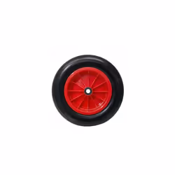 Roue de brouette pour serre en polyuréthane pinçable avec jante en plastique, Ø 360 mm. Axe Ø 20 mm. Caractéristiques supplém ...