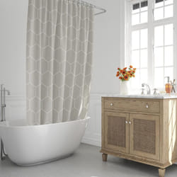 Cortina Ducha Formas Geometricas Beige 180x200cm. Impermeable