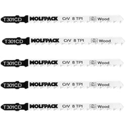 Wolfpack - Hojas Larga Sierra Calar Para Madera Corte Medio 5 Piezas. Hoja Cromo Vanadio 58. Vastago t Universal