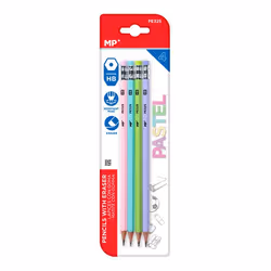 4 Crayons à papier HB embout gomme MP Pastel