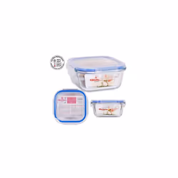 Verre carré hermétique de 20x20 cm, idéal pour conserver les aliments et conserver leur fraîcheur. D'une capacité de 2 200 cc ...