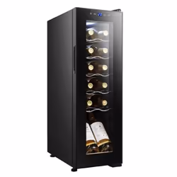 Cecotec GrandSommelier 1250, Refroidisseur de vin compresseur, Pose libre, 12 bouteille(s), G, Lumière intérieure, Noir