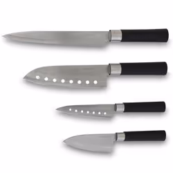 Cecotec Santoku, Jeu de couteaux, Acier au carbone, Polypropylène, Acier inoxydable, Noir, Boîte