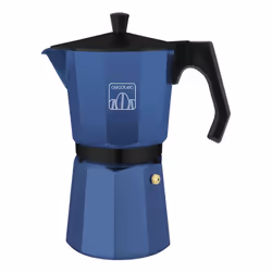 Cecotec 01606, Cafetière à moka, 0,45 L, Bleu, Aluminium, 9 tasses, Silicone, Acier inoxydable