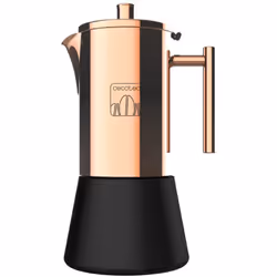 Cecotec Moking 1000, Cafetière à moka, 0,5 L, Noir, Or, Acier inoxydable, 10 tasses, 127 mm