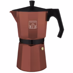 Cafetière italienne conçue en aluminium grenat pour faire le café avec le meilleur corps et arôme. Convient pour toutes les s ...