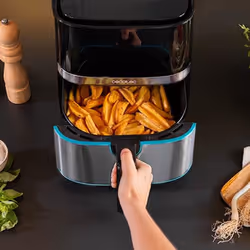 Cecotec 03315 friteuse Unique 5,5 L Autonome 1700 W Friteuse d’air chaud Noir, Acier inoxydable