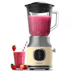 Cecotec - Blender Mixeur RetroTwist Yellow. Puissance Maximale 800 w, Bol en Verre d'une Capacité de 1 l, 4 Lames avec Revêtement en Titane Noir,