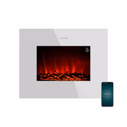 Cecotec Foyer électrique décoratif Ready Warm 2250 Curved Flames. 2000 W, Taille 22", WiFi, 2 Niveaux de Puissance, Télécommande, Panneau incurvé, Min