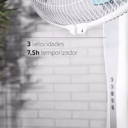 Cecotec EnergySilence 530 Power Connected, Ventilateur à lame domestique, Bleu, Blanc, Sol, 1100 - 1350 mm, Boutons, Sans fil ...