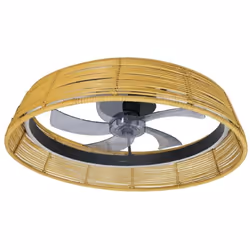 Design naturel : le ventilateur possède un abat-jour en osier qui le recouvre, créant ainsi une atmosphère esthétique et natu ...