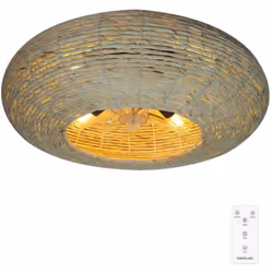 Cecotec Ventilateur de plafond avec lampe EnergySilence LampAero 600 Natural Wicker