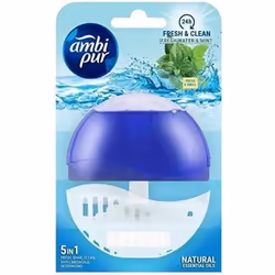 Ambi Pur - Bloc WC support + recharge 55 ml 5 en 1 Eau fraîche et Menthe