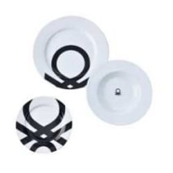 Benetton BE-0244 assiette Rond Porcelaine Noir, Blanc 18 pièce(s)