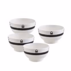 Benetton BE-0255, Ensemble de bols, Rond, Noir, Blanc, 0,65 L, 4 pièce(s)