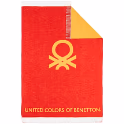 Couverture 140x190cm 320gsm 60% coton 40% acrylique rouge et jaune avec logo arc-en-ciel •Mesure : 140x190CM • Poids : 320 GS ...