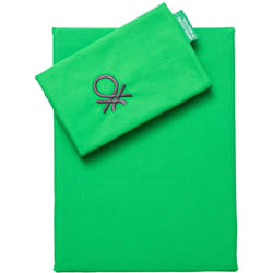 Benetton - united colors of . Lot de 2 Lits (Housse de Couette 135 x 200 cm + taie d'oreiller 80 x 80 cm) 200 tc 100% Coton Vert et Gris Neutre - Vert