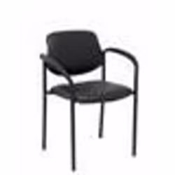 Chaise - PIQUERAS Y CRESPO - Modèle Villalgordo - Simili-cuir noir - Accoudoirs - 4 pieds