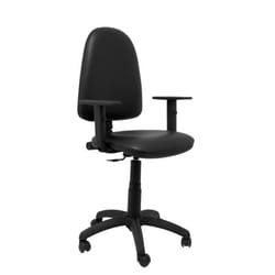 Siège de bureau ergonomique avec mécanisme de contact permanent et réglable en hauteur - Assise et dossier rembourrés en cuir noir