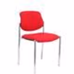 Chaise de bureau - PIQUERAS Y CRESPO - Villalgordo - Rouge - Tissu BALI - Châssis chromé