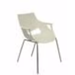 Pack de 3 Sillas - PIQUERAS Y CRESPO - Ergonomiques - PVC Blanc - Structure Métallique - Accoudoirs Inclus