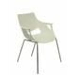 Pack de 3 Sillas - PIQUERAS Y CRESPO - Ergonomiques - PVC Blanc - Structure Métallique - Accoudoirs Inclus
