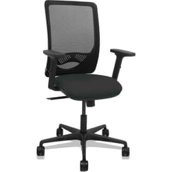 Chaise synchro Zulema résille noire assise bali noire accoudoirs noirs roulettes 2D 65