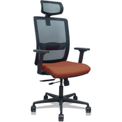 Chaise Haches traslack noir mesh noir siège marron bali siège marron 2D accoudoirs roulettes 65mm appui-tête réglable