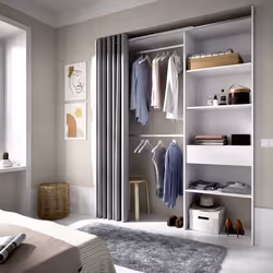 Dressing extensible avec rideau + 1 tiroir - Decor Blanc - L 160-113 x P 50 x H 205 cm - SUIT - TU