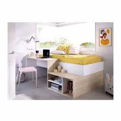 Description générale Le lit combiné KRIC pour enfant est un meuble multifonctionnel alliant un lit, un bureau et des espaces ...