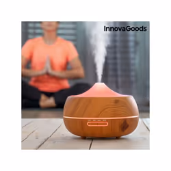 InnovaGoods Humidificateur à Diffuseur d'Arômes avec LED Multicolore Wooden-Effect
