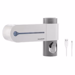 InnovaGoods Stérilisateur Brosse à Dents UV avec Support et Distributeur de Dentifrice Smiluv
