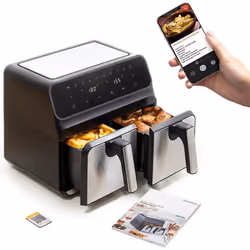 InnovaGoods Friteuse à Air Fryinn Double 8000 Noir 3400 W 8 L Acier inoxydable