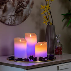 InnovaGoods Bougies LED Multicolores Effet Flamme avec Télécommande Lendles 3 Unités