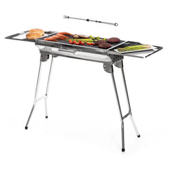 Innovagoods - Pack Barbecue au Charbon de Bois Pliable en Acier Inoxydable et Briquet Électrique Rechargeable et Flexible