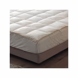 Caractéristiques COUvertURE DU LIT : Tissu extérieur en satin 100 % coton, blanc cassé, avec un élégant liseré doré sur le po ...