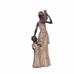 Figurine Africaine en Résine C/Fille Matériel: Résine Couleur: marron/naturel Assemblage requis : 0 14x9x35cm