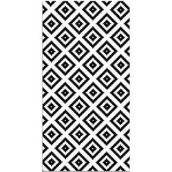 Tapis Vinyle Panorama Carrés Noirs 60x200 cm - Tapis pour Cuisine Bureau et Salon en PVC